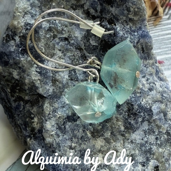 Alquimia Silver and Aqua Earrings - Picture 1 of 1